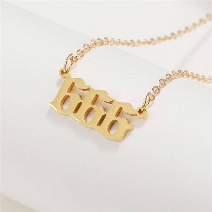 666 Angel Number Necklace – Gold Stainless Steel – Ancient Infusions
