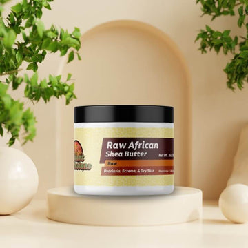 African shea butter in jar used for natural DIY skincare.