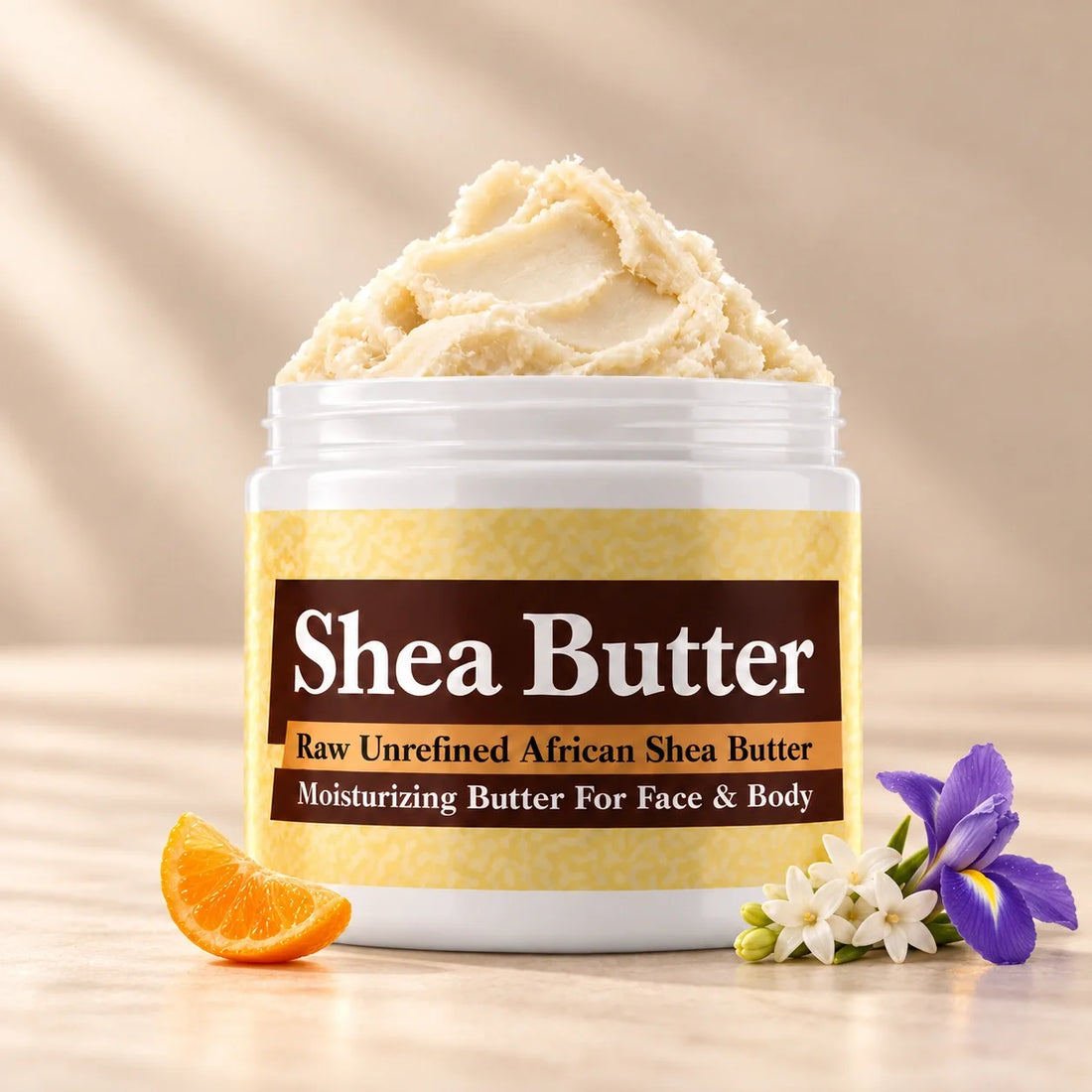 Burberry Weekend Shea Butter in an open white jar with textured ivory shea butter and simple scent accents on a soft cream background.