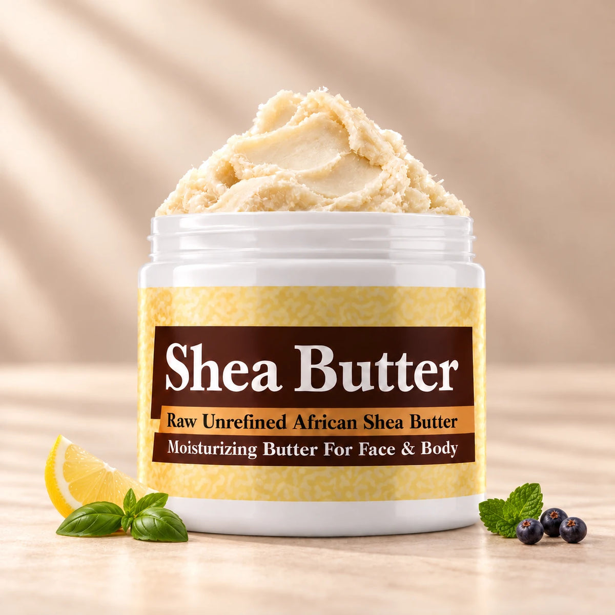 Creed Royal Water Shea Butter in an open white jar with textured ivory shea butter and subtle scent accents on a soft cream background.