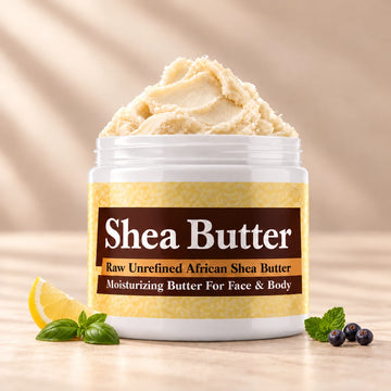 Creed Royal Water Shea Butter in an open white jar with textured ivory shea butter and subtle scent accents on a soft cream background.