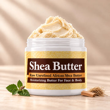 Imported Attar 96 Majmua Shea butter in an open white jar with textured ivory shea butter and subtle scent accents on a soft cream background.
