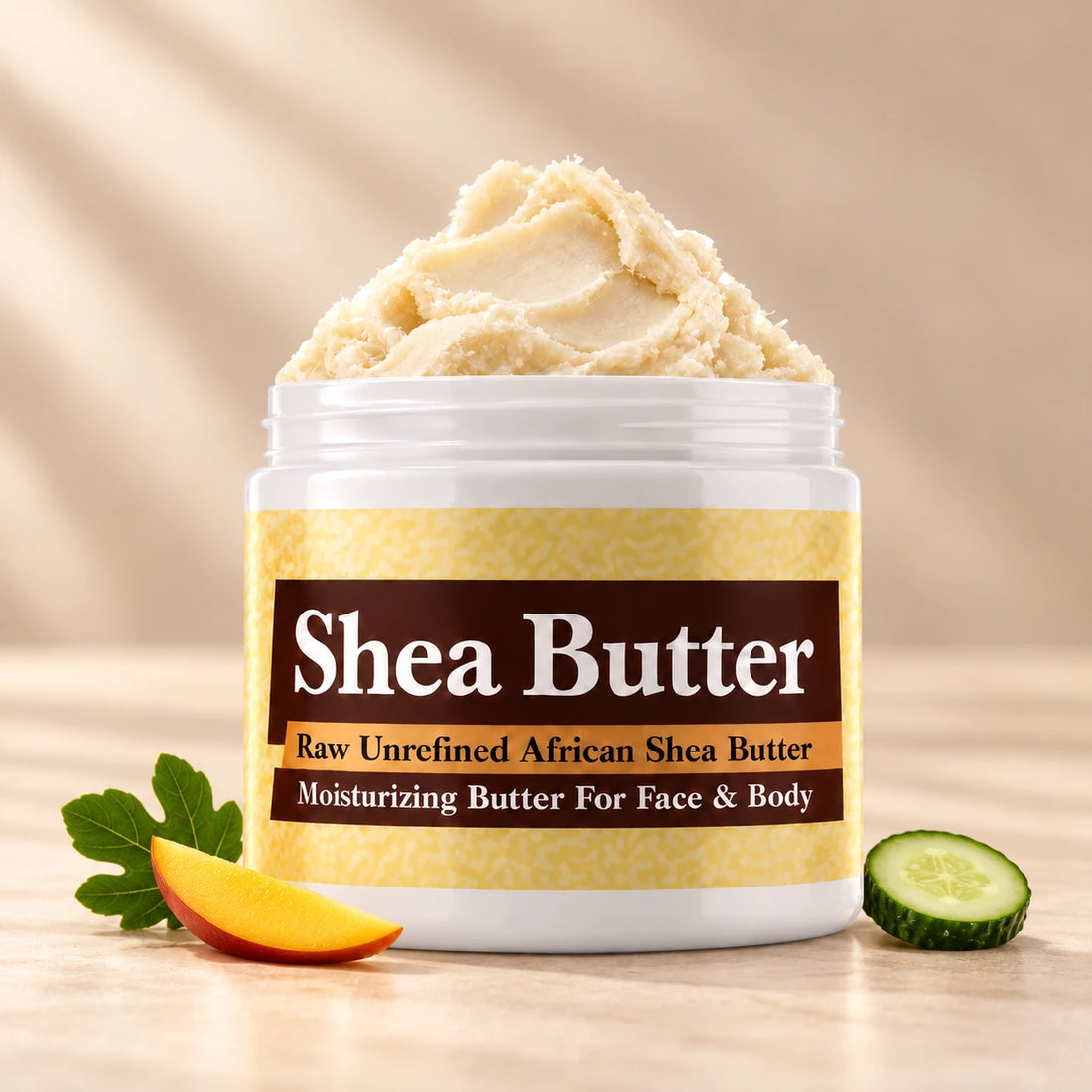 Paris Hilton for Men Shea Butter in an open white jar with textured ivory shea butter and simple scent accents on a soft cream background.
