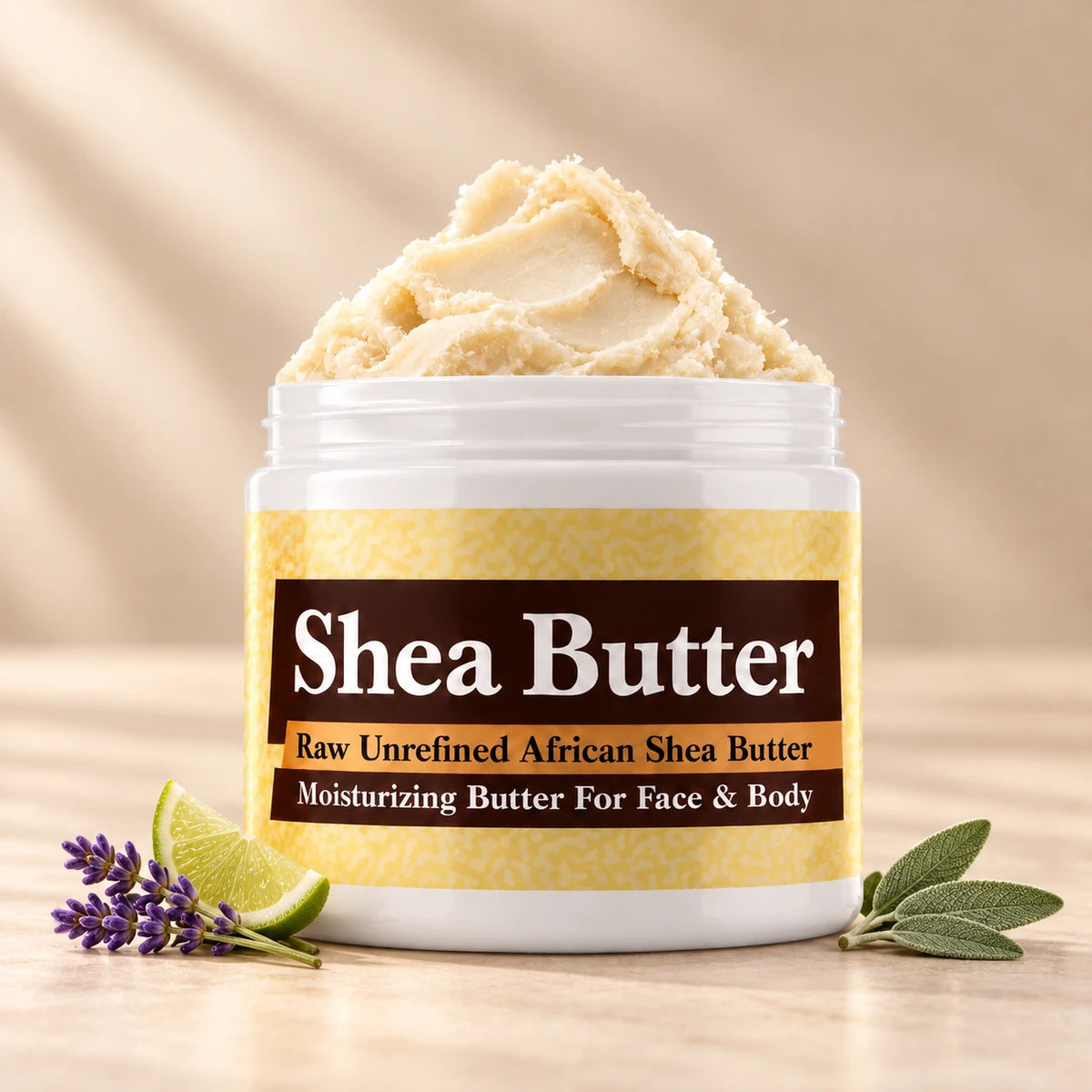 Perry Ellis 360-inspired shea butter jar with bergamot, lime, juniper, lavender, sage, freesia, sandalwood, musk and vetiver fragrance accents.