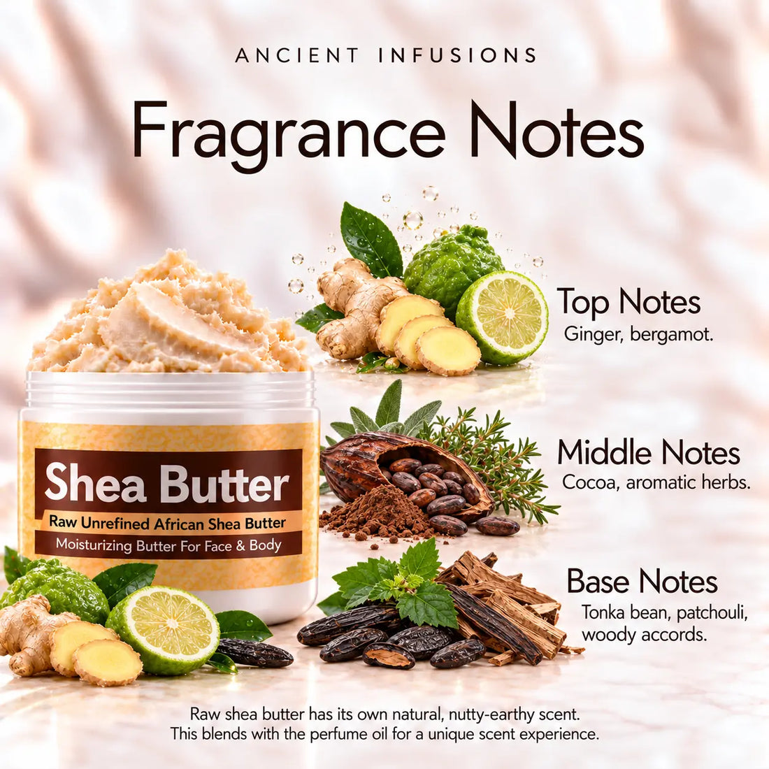 Carolina Herrera Bad Boy Extreme Shea Butter in an open white jar with textured ivory shea butter and subtle scent accents on a soft cream background.