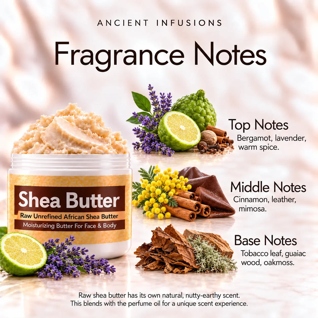 Burberry London Shea Butter in an open white jar with textured ivory shea butter and simple scent accents on a soft cream background.