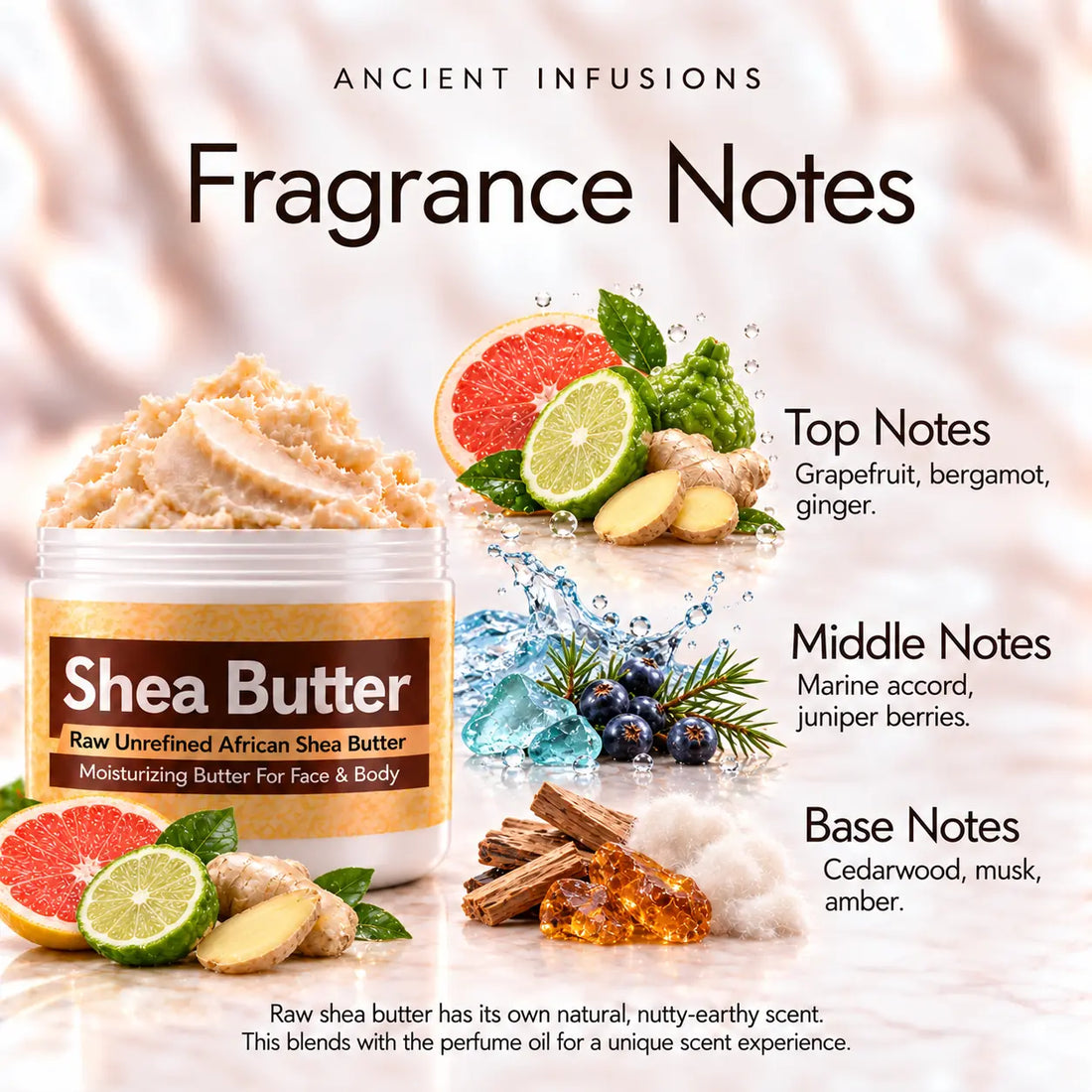 Burberry Sport Shea butter in an open white jar with textured ivory shea butter and simple scent accents on a soft cream background.
