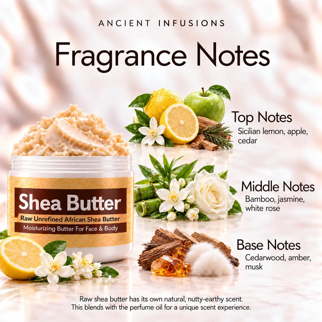 Dolce & Gabbana Light Blue Shea Butter in an open white jar with textured ivory shea butter and simple scent accents on a soft cream background.