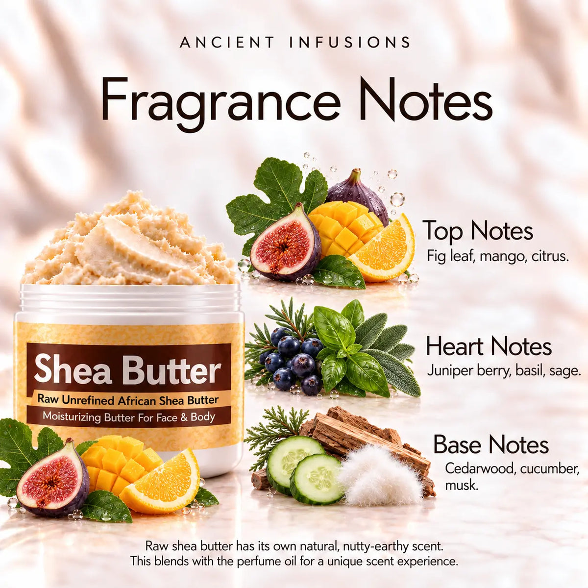 Paris Hilton for Men-inspired shea butter fragrance notes: fig leaf, mango and citrus; juniper berry, basil and sage; cedarwood, cucumber and musk.