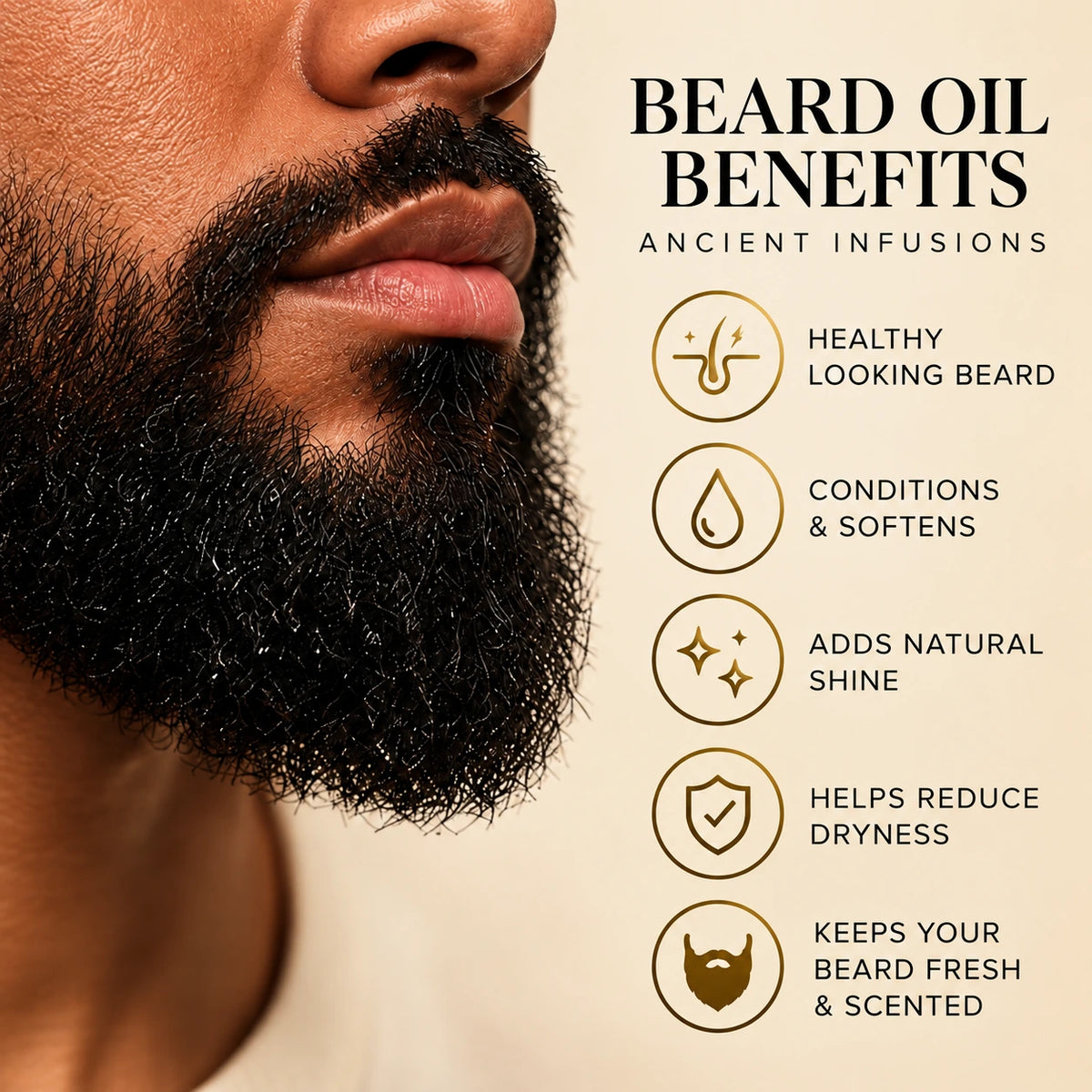 Conditioning, softness, natural shine, and moisture benefits of Ancient Infusions Jean Paul Gaultier Le Male beard oil