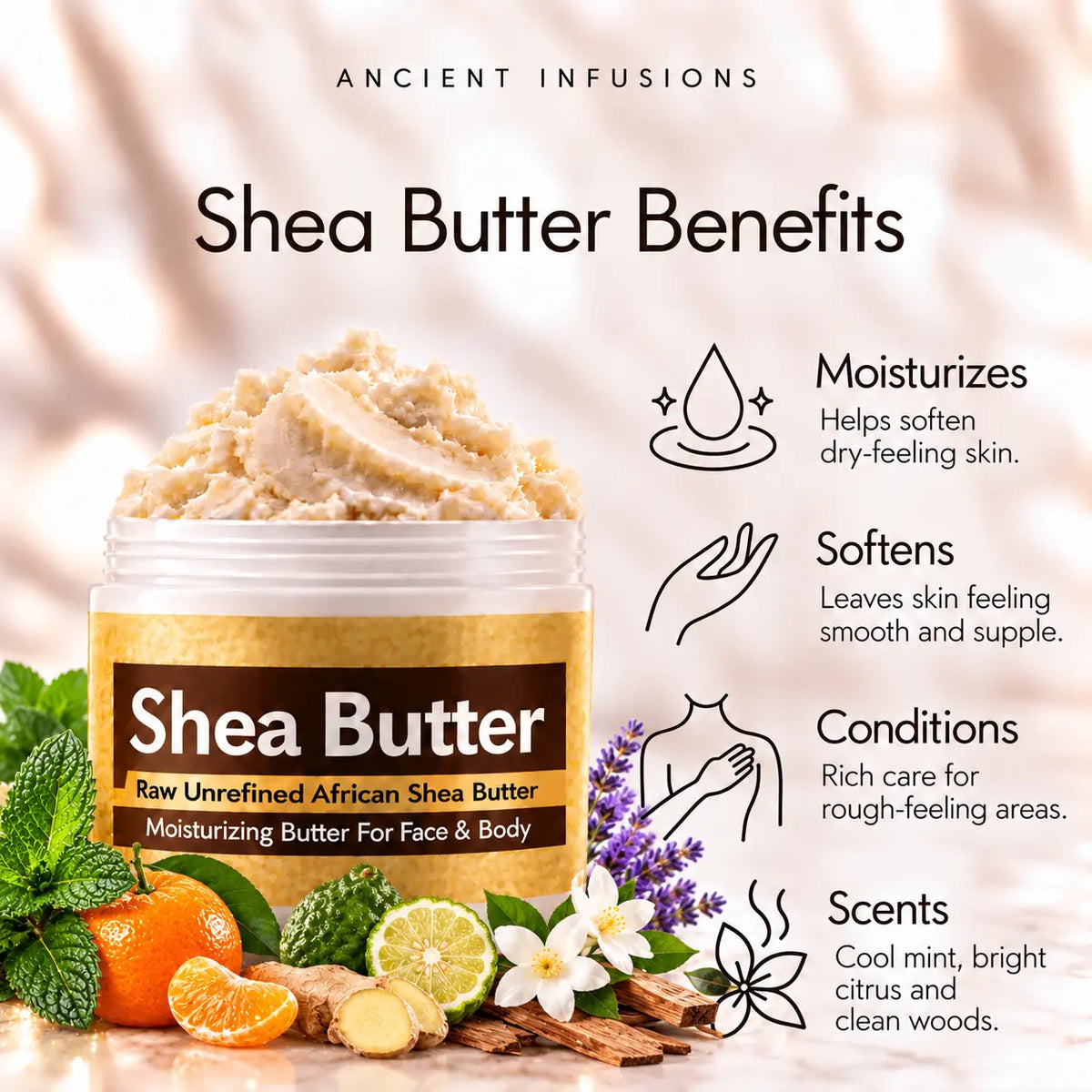 Polo Sport-inspired shea butter benefits: moisturizes, softens, conditions and scents skin with cool mint, bright citrus and clean woods.