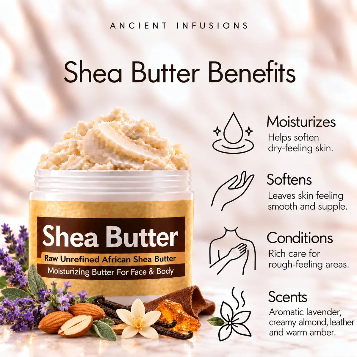 Tom Ford Fu**ing Fabulous shea butter benefits: moisturizes, softens, conditions and scents skin with lavender, creamy almond, leather and warm amber.