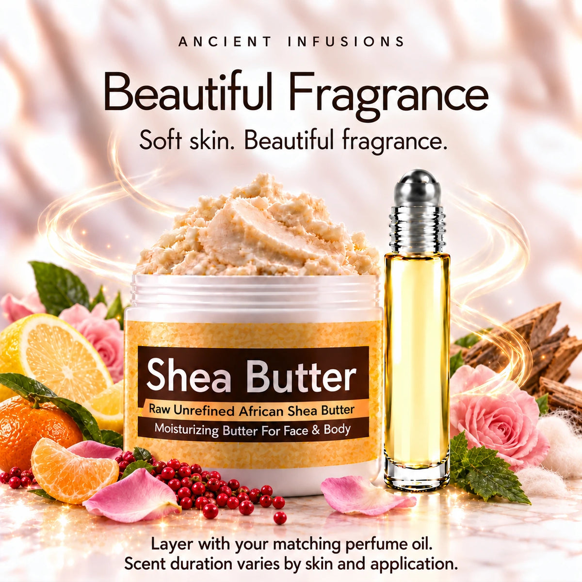 Chanel Paris-Paris inspired shea butter and perfume oil for fragrance layering; scent duration varies.