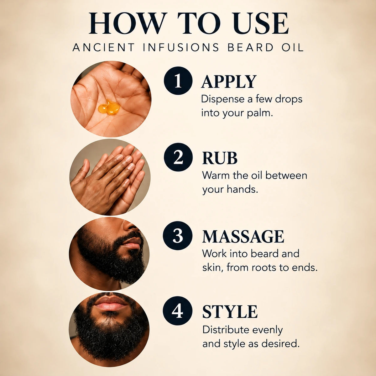 How to apply Paco Rabanne Phantom In Red beard oil: dispense a few drops, rub palms, massage beard and skin, and style