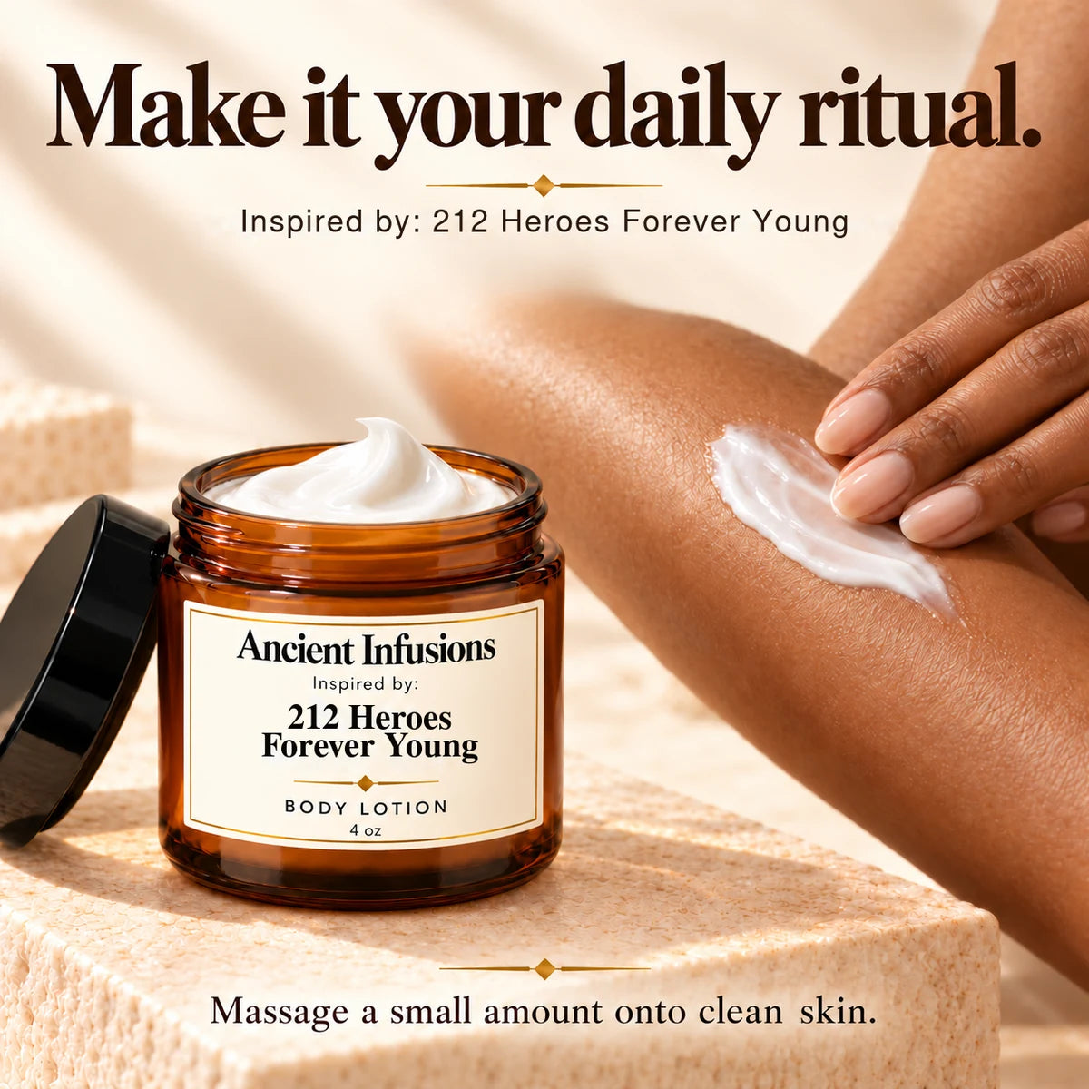 212 Heroes Forever Young Inspired Body Lotion by Ancient Infusions — how to apply lotion