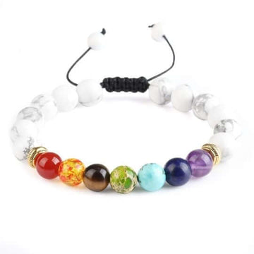 Howlite 7 Chakra Energy Bracelet – Natural Stones for Energy Alignment and Balance.