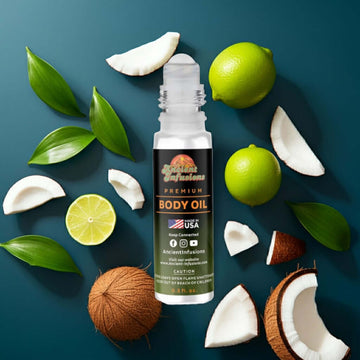 Creed Virgin Island Water Inspired Body Oil with lime and coconut accents for a tropical, exotic fragrance experience.