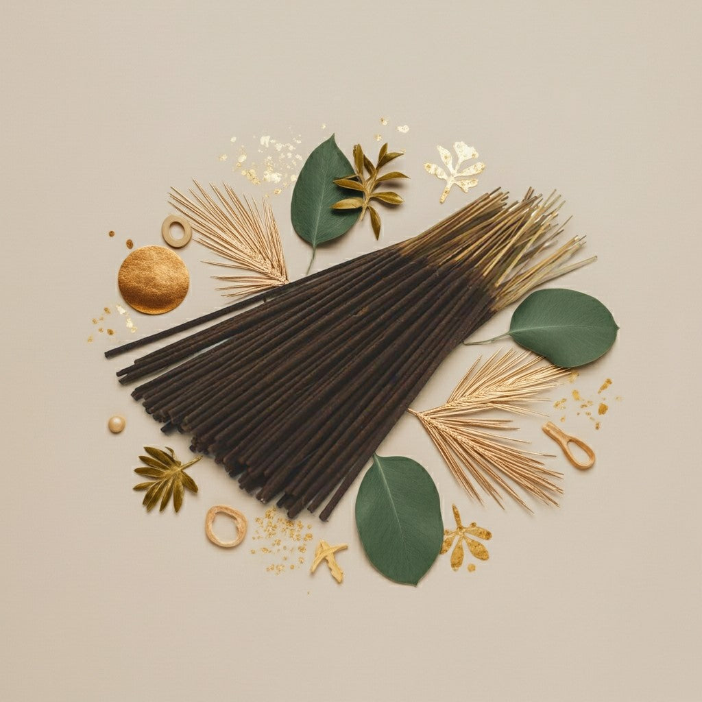 Imported Jannatul Firdaus Incense Sticks with decorative elements on a beige background
