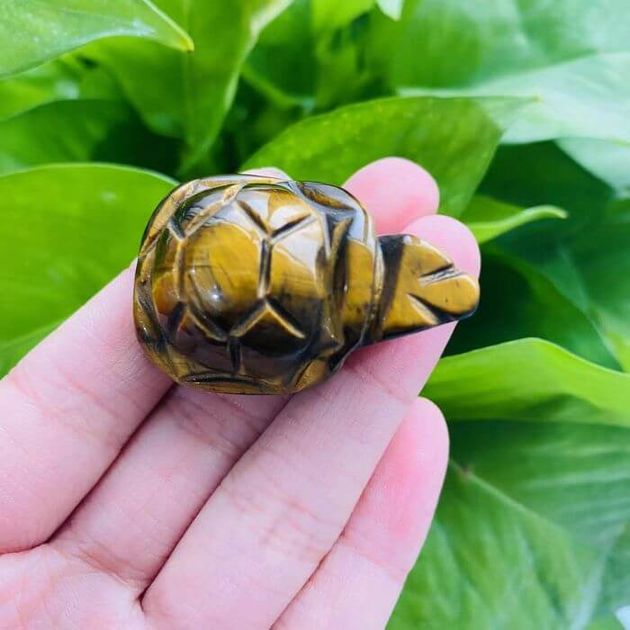 Tiger's Eye Carved Turtle by Ancient Infusions - Enhance courage with the grounding energy of Tiger's Eye.