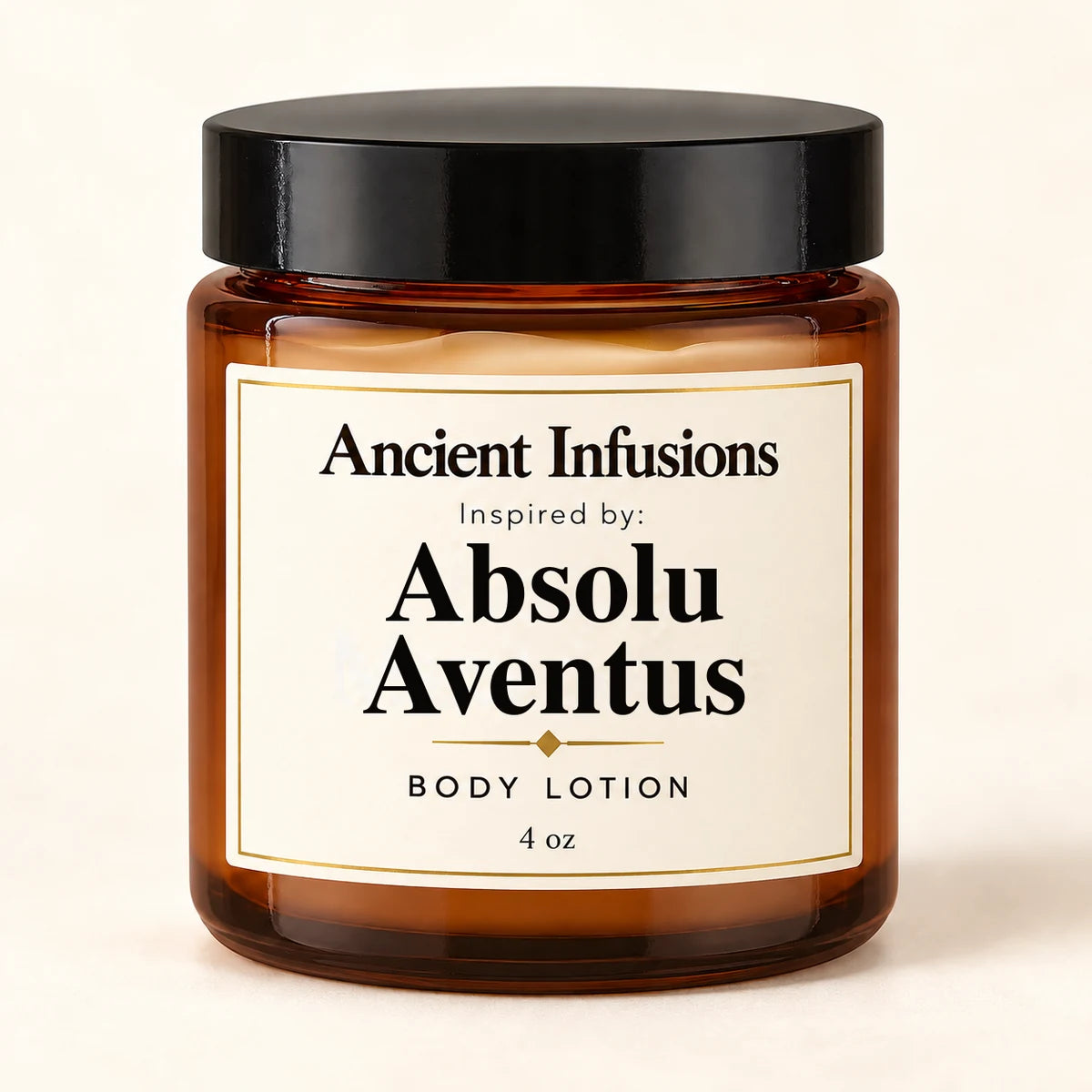 Absolu Aventus Inspired Body Lotion by Ancient Infusions — 4 oz amber glass jar