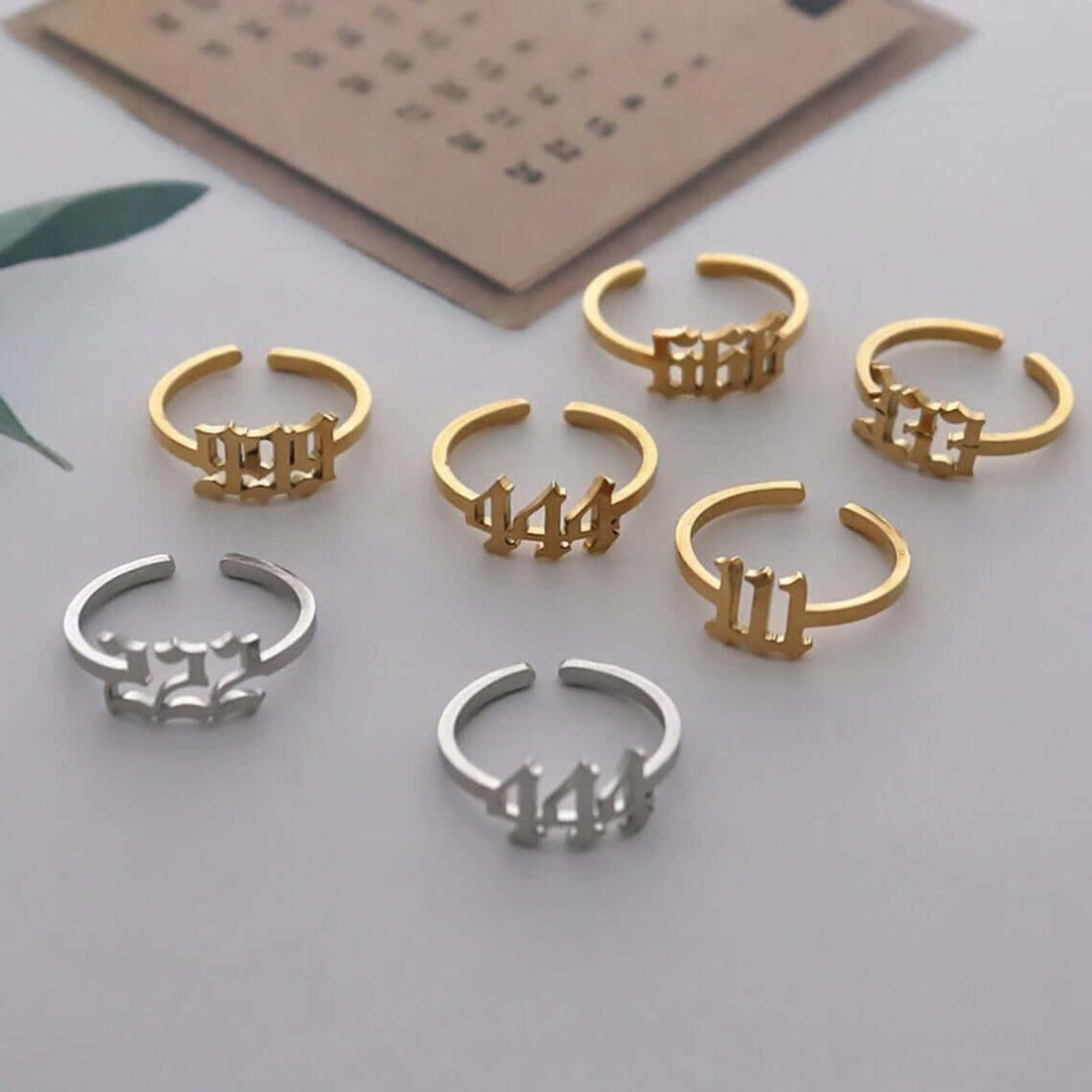 Adjustable Stainless Steel Angel Number Rings in Silver by Ancient Infusions – Elegant Spiritual Jewelry.
