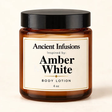 Amber White Inspired Body Lotion by Ancient Infusions — 4 oz amber glass jar