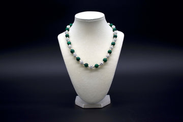 Ancient Infusions Custom Beaded Malachite Necklace, handcrafted with genuine crystals to enhance transformation, protection, and emotional healing. Available in multiple lengths.
