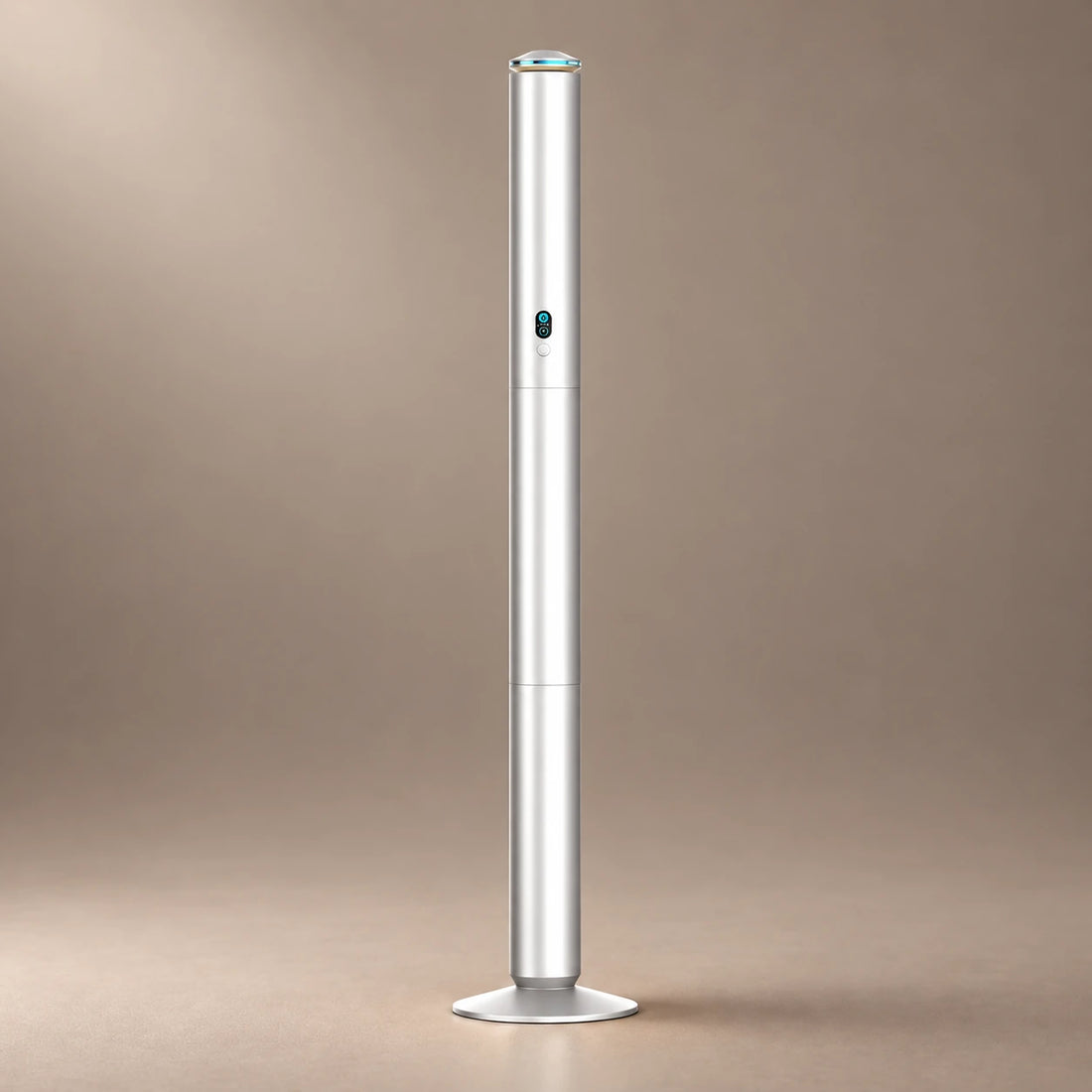 Black ASCENT floor standing waterless diffuser releasing a fine fragrance cloud.