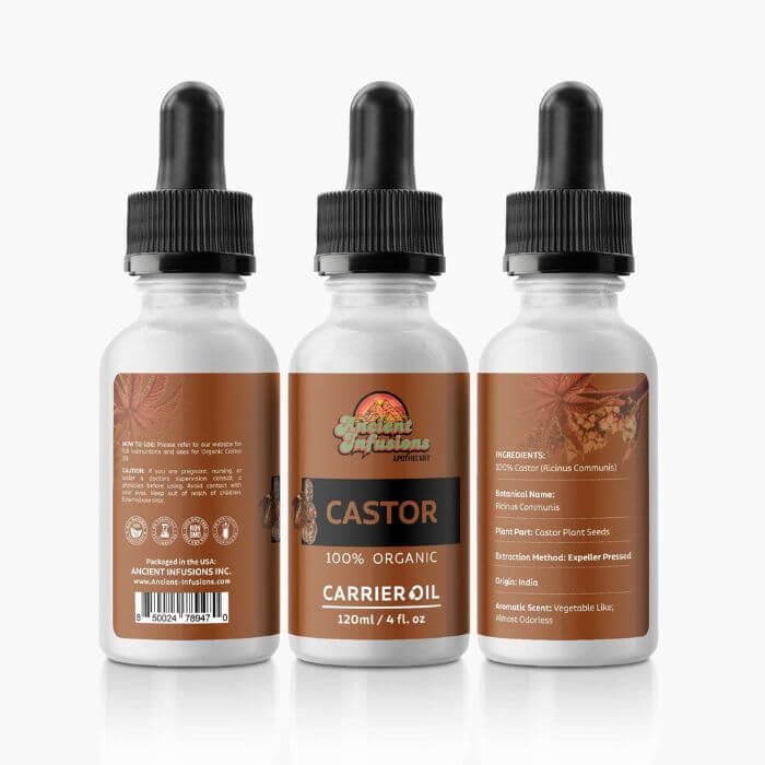 Organic Jamaican BLACK castor oil carrier oil by Ancient Infusions – 100% pure natural oil for hair growth, scalp care, and skin hydration.