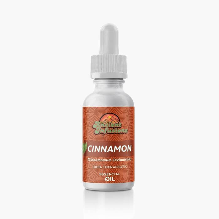 Cinnamon Leaf Essential Oil bottle, therapeutic grade, with natural aroma benefits.