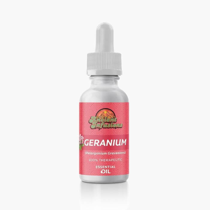 Ancient Infusions Therapeutic Grade Geranium Essential Oil Label - Pure & Floral Harmony Wellness.