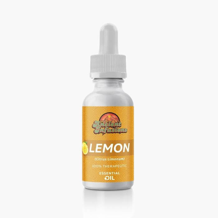 Ancient Infusions Therapeutic Grade Lemon Essential Oil Label - Pure & Citrusy Brilliance Wellness.