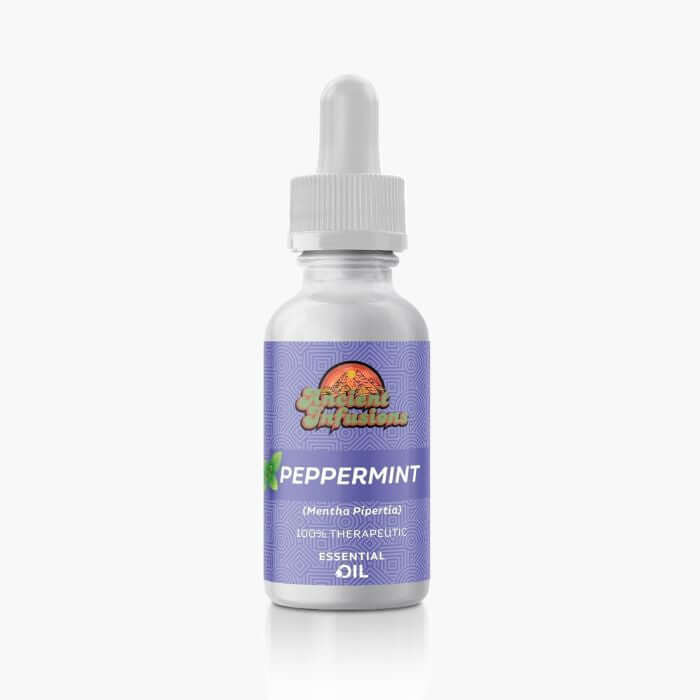 Ancient Infusions Therapeutic Grade Peppermint Essential Oil Label - Pure & Focus-Inducing Wellness.