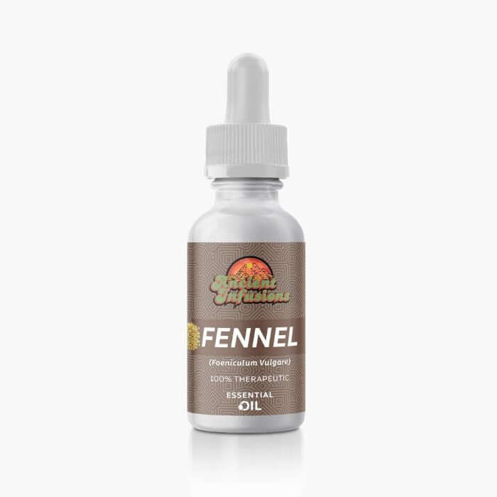 Ancient Infusions Therapeutic Grade Sweet Fennel ESSENTIAL Oil Label - Pure & Calming Wellness.