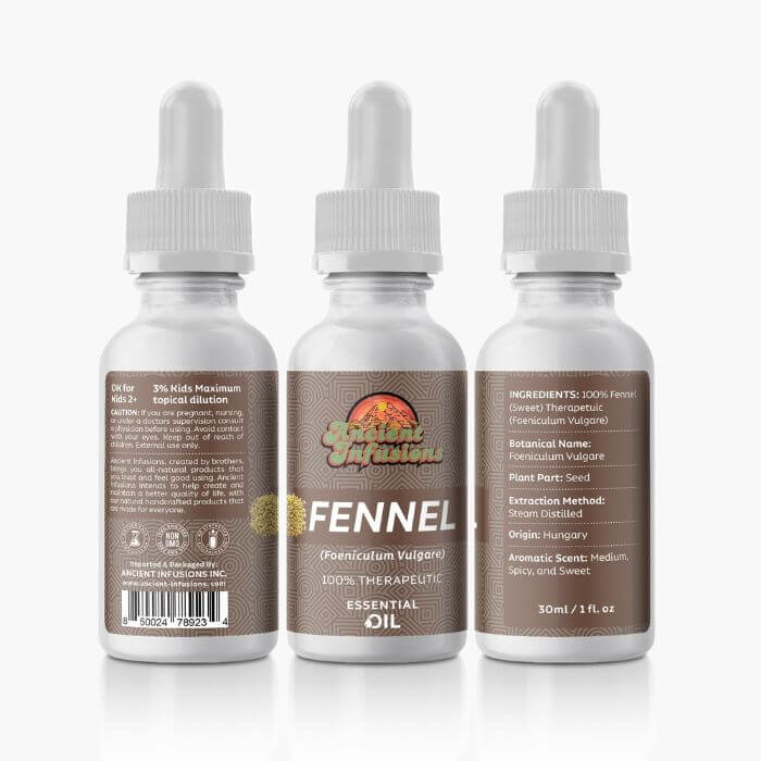 Ancient Infusions Sweet Fennel Essential Oil - Digestive Harmony Aromatherapy Benefits.