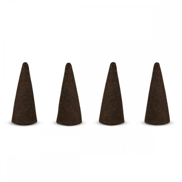 Arabian Sandalwood Incense Cones on a sandy surface with various natural items in the background.