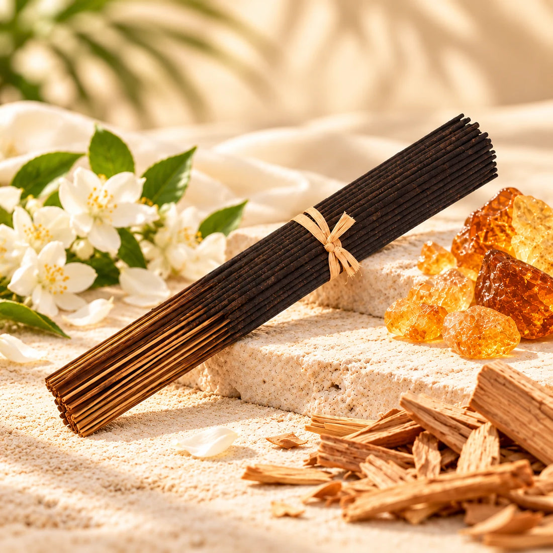 Baccarat Rouge 540 inspired incense sticks with amber resin, flowers and wood.