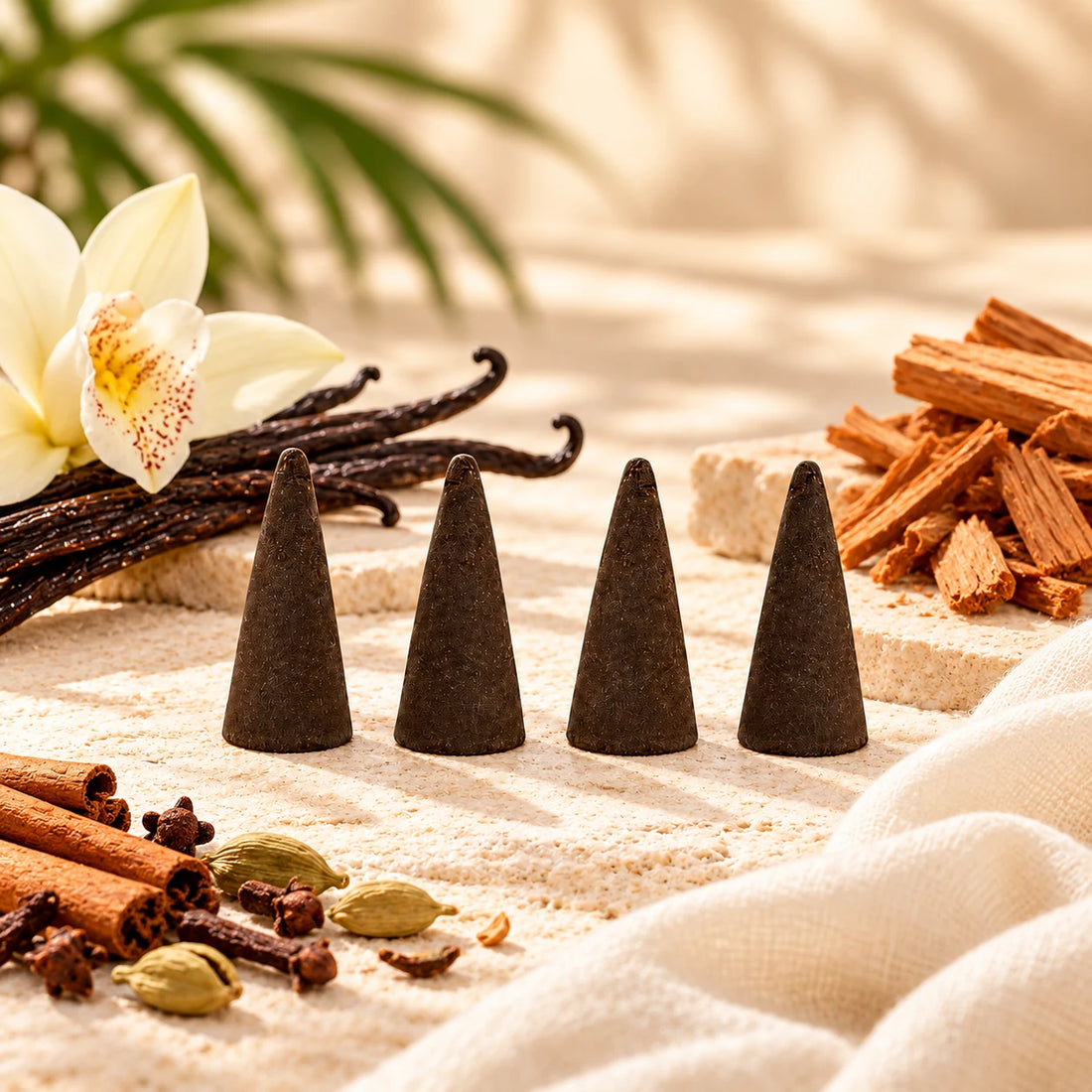Black Butter incense cones with vanilla, sandalwood and spices.