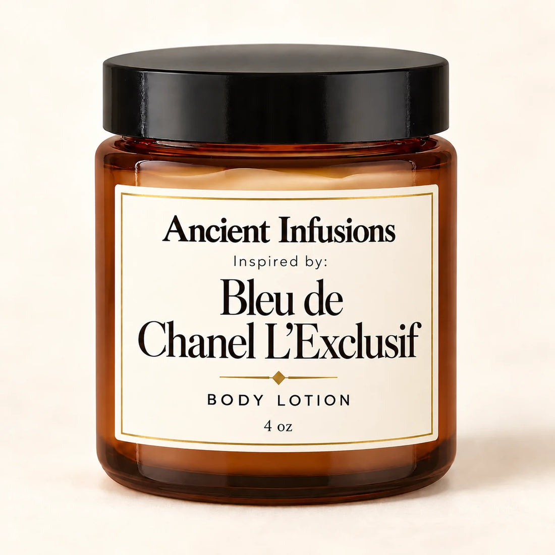 Bleu de Chanel L’Exclusif Inspired Body Lotion — Ancient Infusions 4 oz amber glass jar