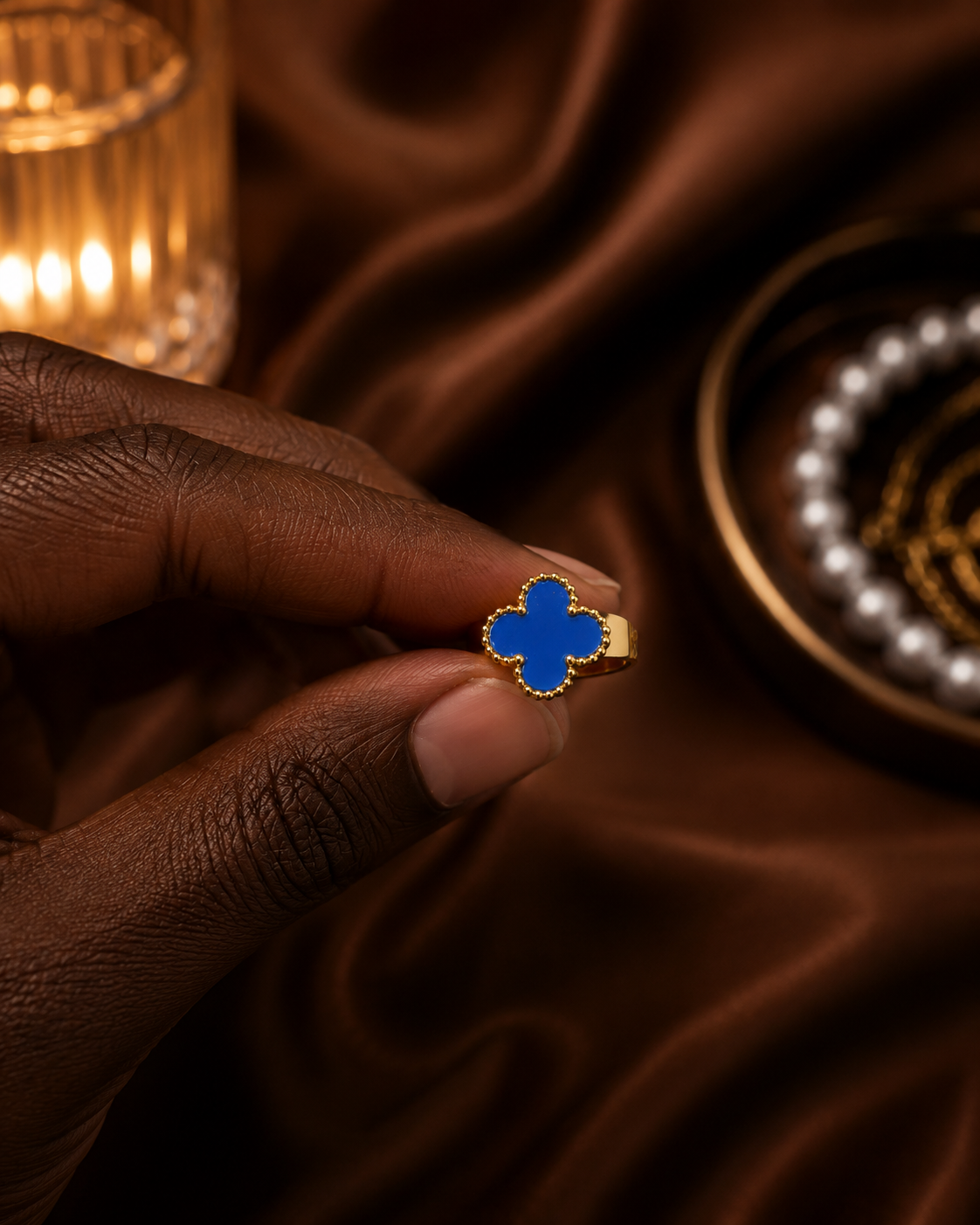 Blue Clover Gold-Tone Ring