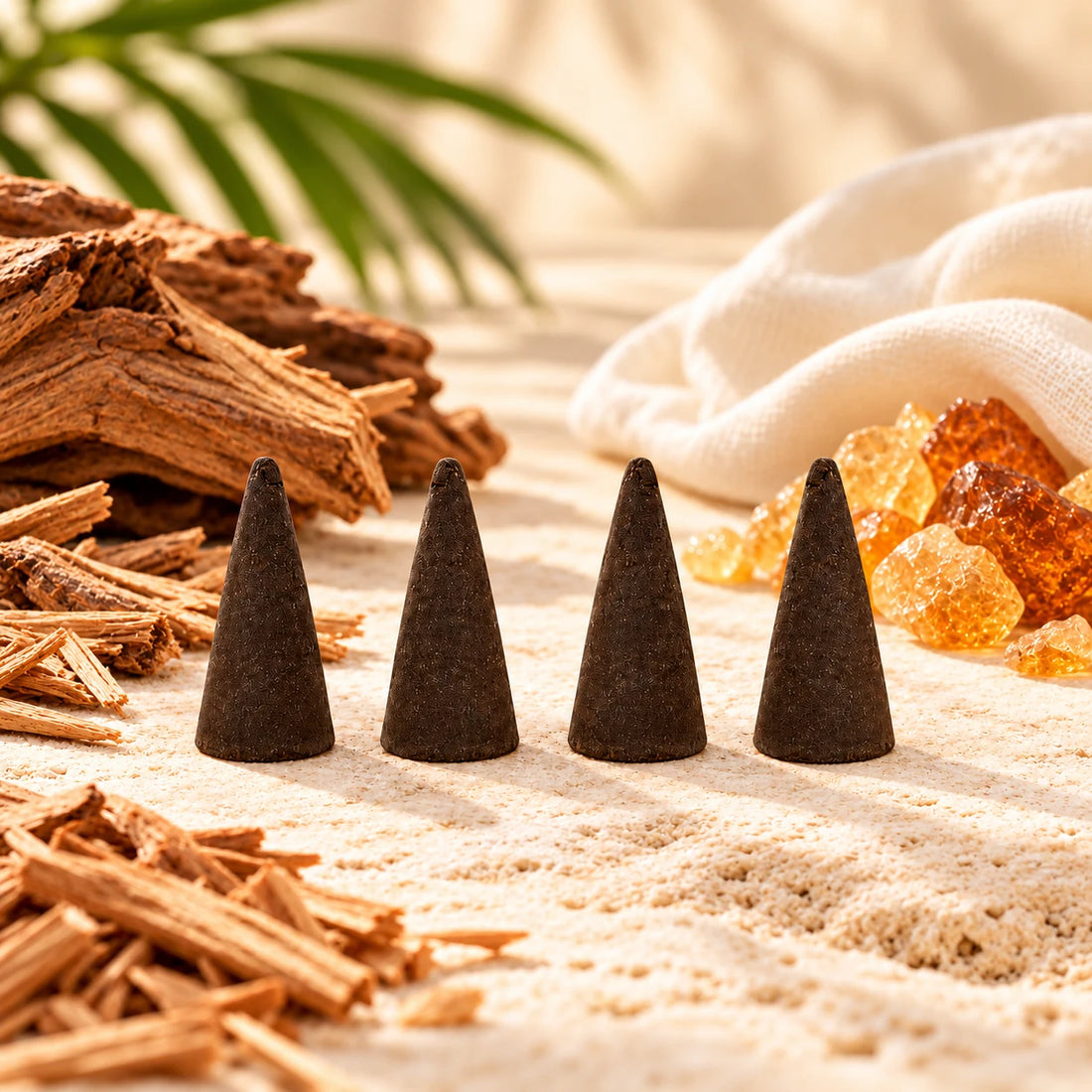 Bob Marley incense cones with wood, amber resin and ivory cloth.