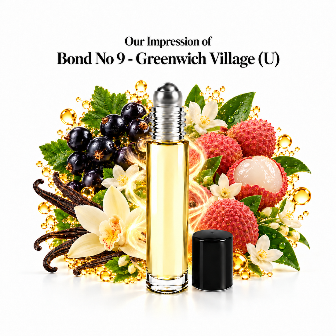 Our impression of Bond No 9 - Greenwich Village Perfume Oil with fragrance notes on white