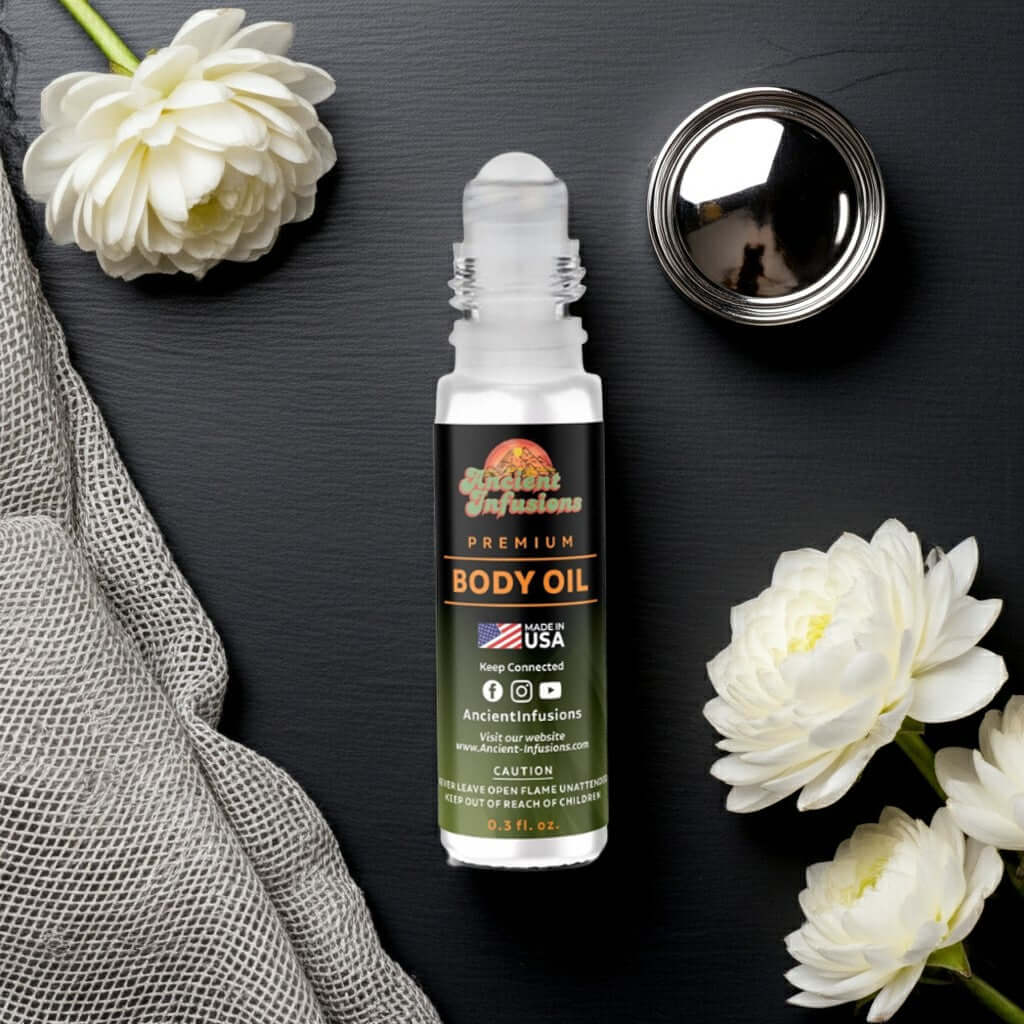 Bond No 9 Lafayette Street Inspired Body Oil bottle with white flowers and elegant packaging.