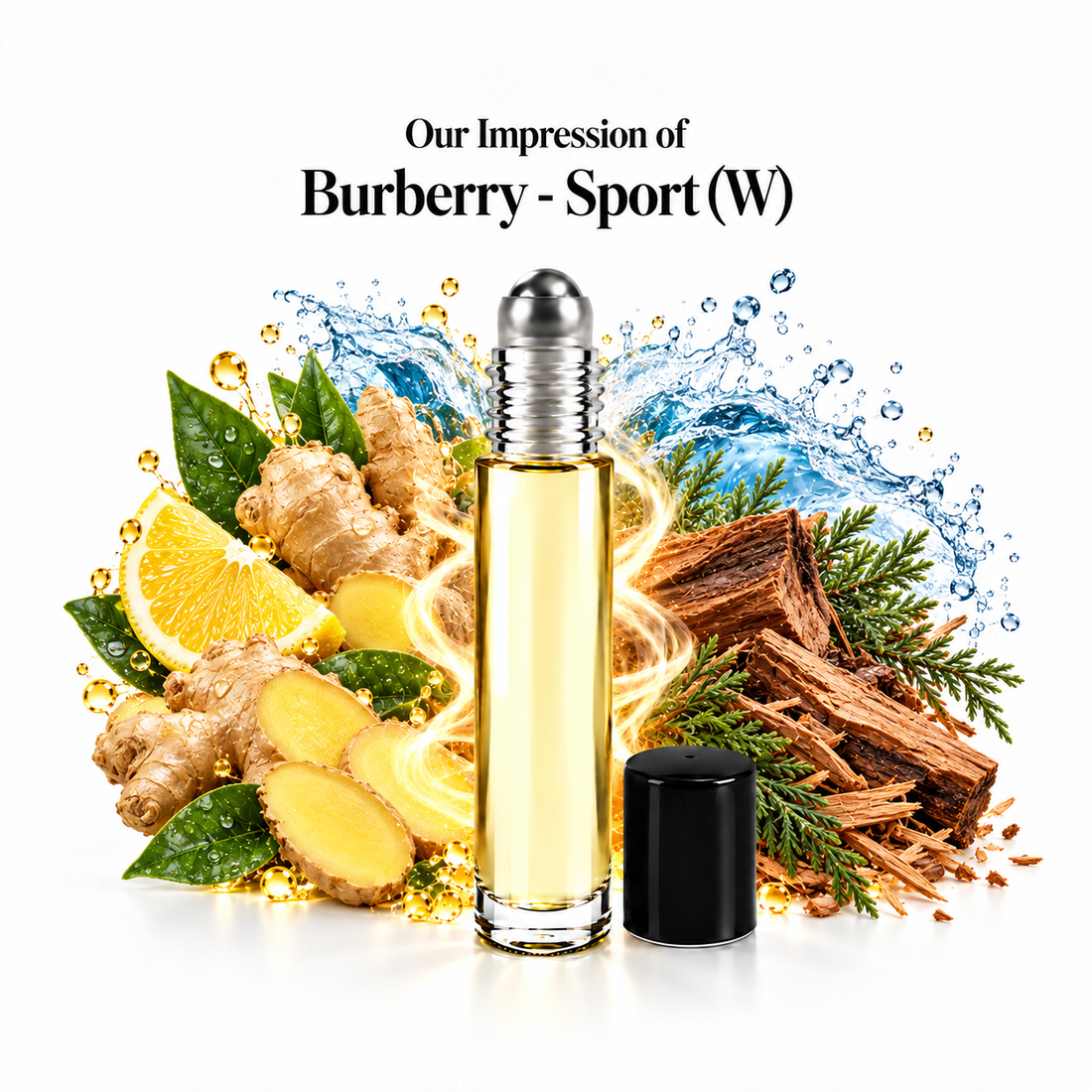 Burberry Sport Perfume Oil roll-on with scent-note imagery