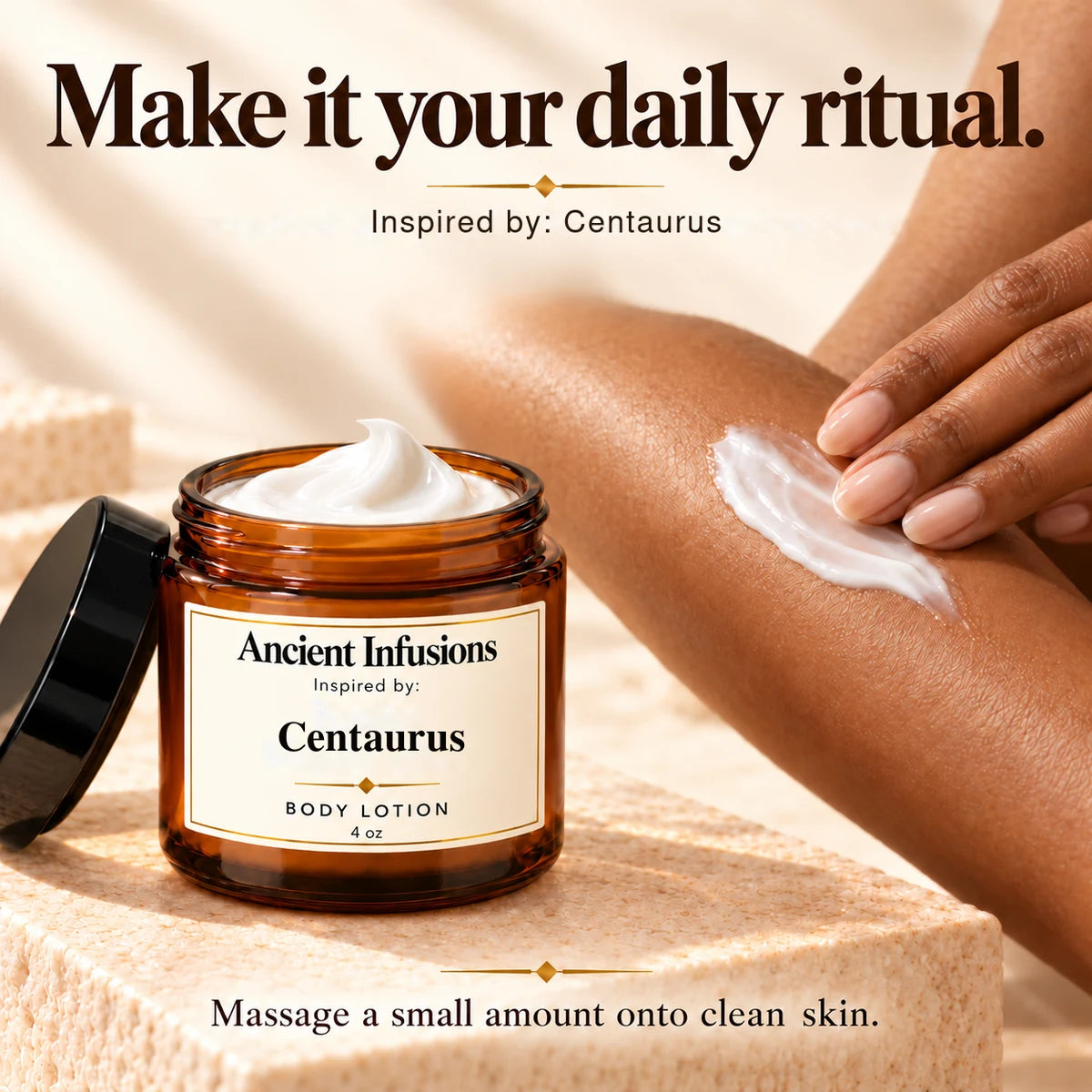 Centaurus Inspired Body Lotion by Ancient Infusions — how to apply lotion