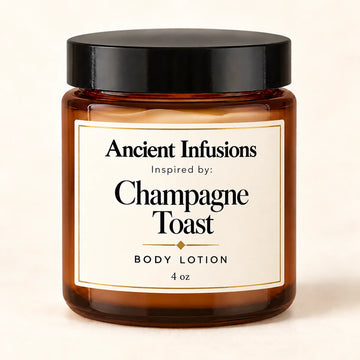 Champagne Toast Inspired Body Lotion — Ancient Infusions 4 oz amber glass jar