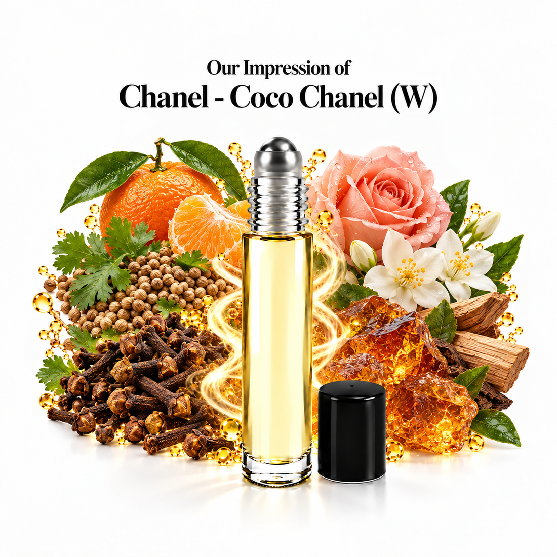 Chanel Coco Chanel Perfume Oil roll-on with scent-note imagery