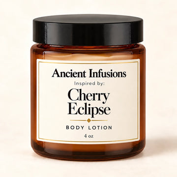 Cherry Eclipse Inspired Body Lotion — Ancient Infusions 4 oz amber glass jar