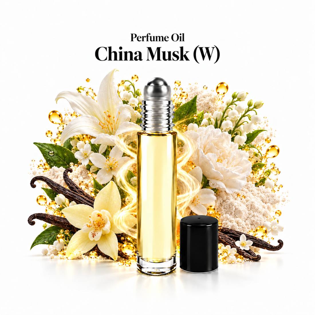 China Musk Perfume Oil roll-on with scent-note imagery