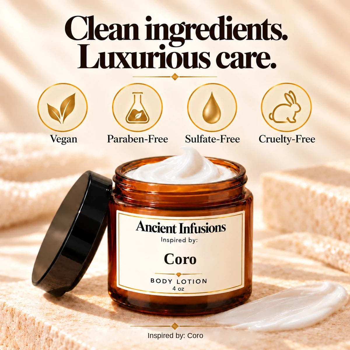 Coro Inspired Body Lotion by Ancient Infusions — vegan, paraben-free, sulfate-free and cruelty-free